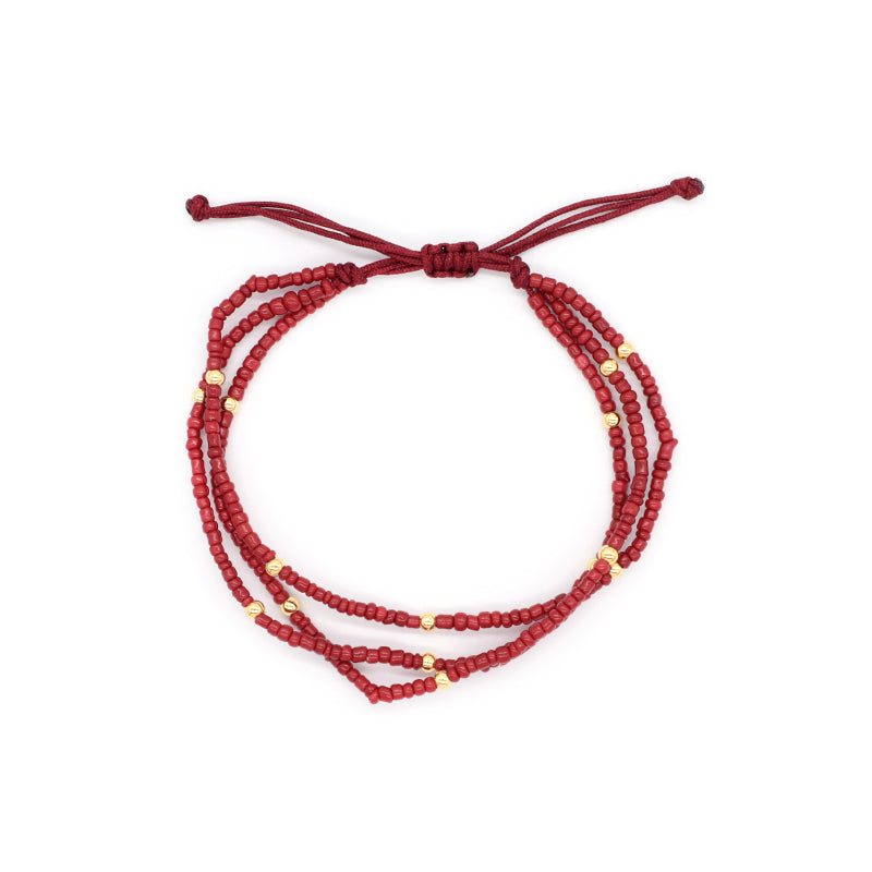 Various Colorful Handmade Wholesale OEM Factory Custom Jewelry Women Adjustable Three Layer Gold Plated Seed Beaded Bracelet