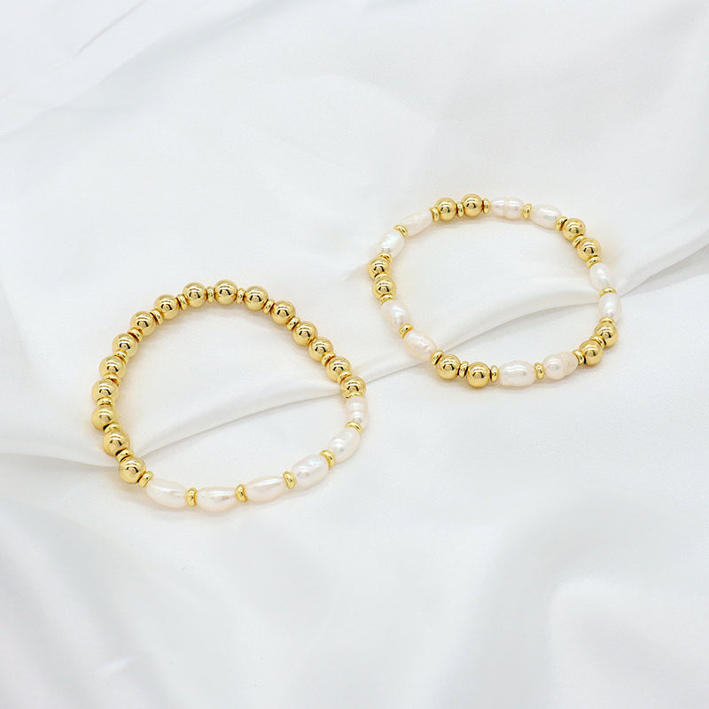 Handmade Customized Jewelry Gold Plated Fresh Water Pearl Heart Charm Bracelet