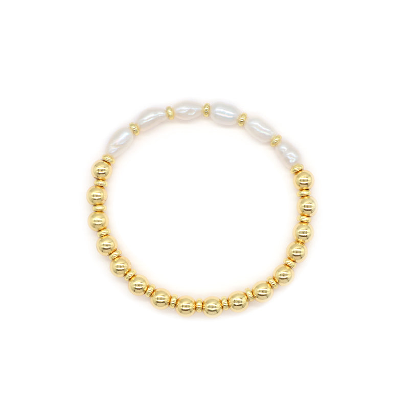 Handmade Customized Jewelry Gold Plated Fresh Water Pearl Heart Charm Bracelet