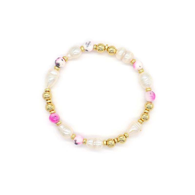 Handmade Customized Jewelry Gold Plated Fresh Water Pearl Heart Charm Bracelet