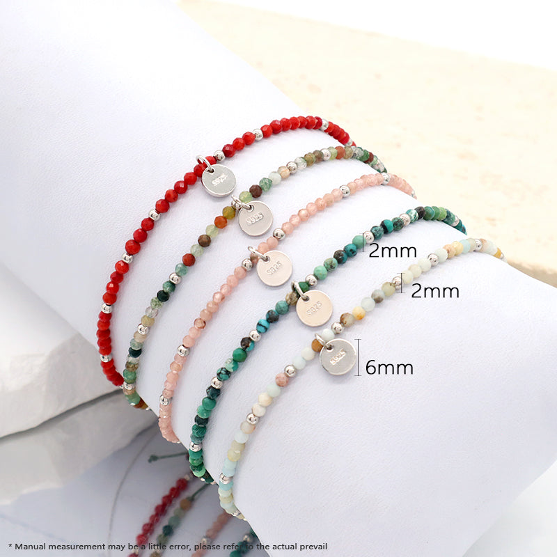 OEM Wholesale Custom Adjustable Handmade Women Energy 925 Sterling Silver Braided Woven Macrame Natural Stone Beads Bracelet