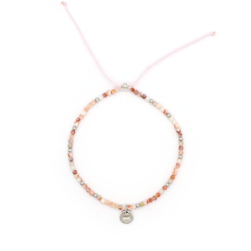 OEM Wholesale Custom Adjustable Handmade Women Energy 925 Sterling Silver Braided Woven Macrame Natural Stone Beads Bracelet