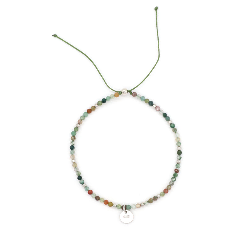 OEM Wholesale Custom Adjustable Handmade Women Energy 925 Sterling Silver Braided Woven Macrame Natural Stone Beads Bracelet