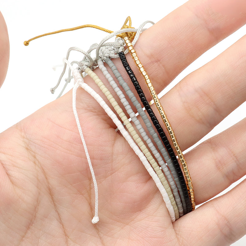 Adjustable Fashion OEM Custom Handmade Women Jewelry Woven Macrame Rhodium 925 Sterling Silver Charm Miyuki Beads Bracelet