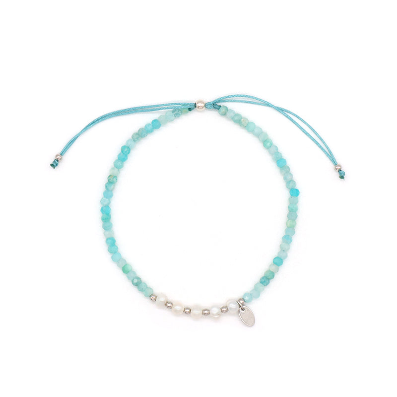 Wholesale Custom OEM Adjustable Handmade Women Macrame Energy 925 Sterling Silver Fresh Water Pearl Natural Stone Bracelet
