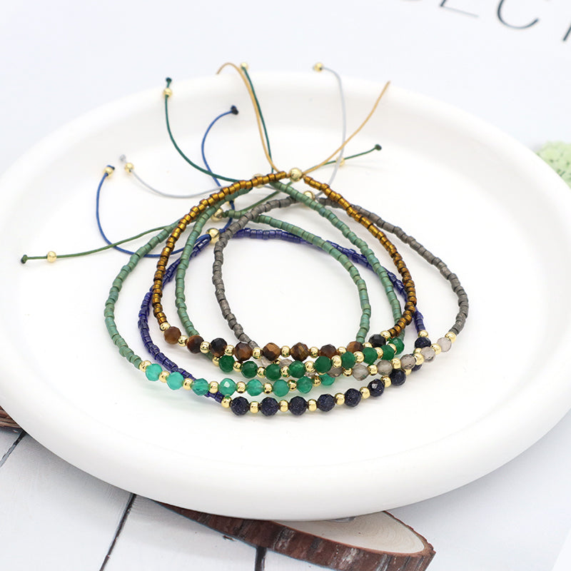 Custom OEM Wholesale Handmade Macrame Adjustable MIYUKI 925 Sterling Silver Fresh Water Pearl Natural Stone Bracelet