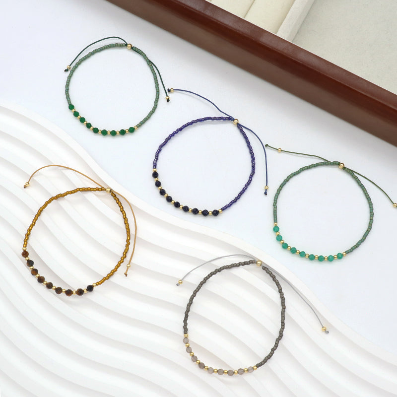 Custom OEM Wholesale Handmade Macrame Adjustable MIYUKI 925 Sterling Silver Fresh Water Pearl Natural Stone Bracelet