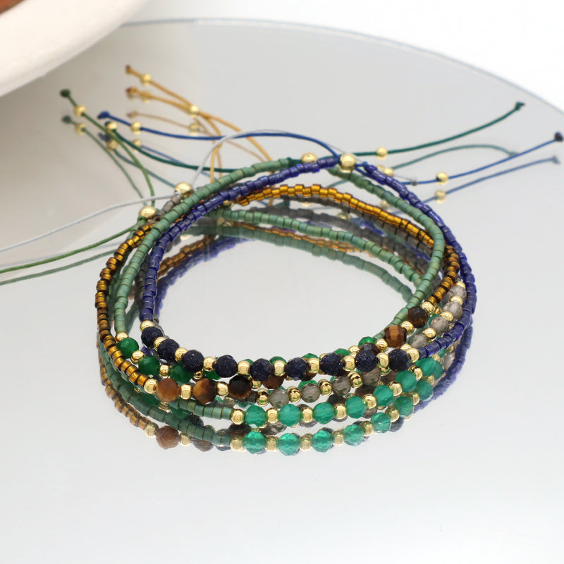 Custom OEM Wholesale Handmade Macrame Adjustable MIYUKI 925 Sterling Silver Fresh Water Pearl Natural Stone Bracelet