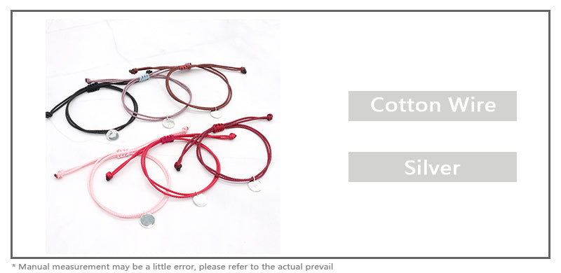 Various Color OEM Manufacture Custom Handmade Fashion Gift Braided Rope Adjustable 925 silver sterling Round Charm Bracelet