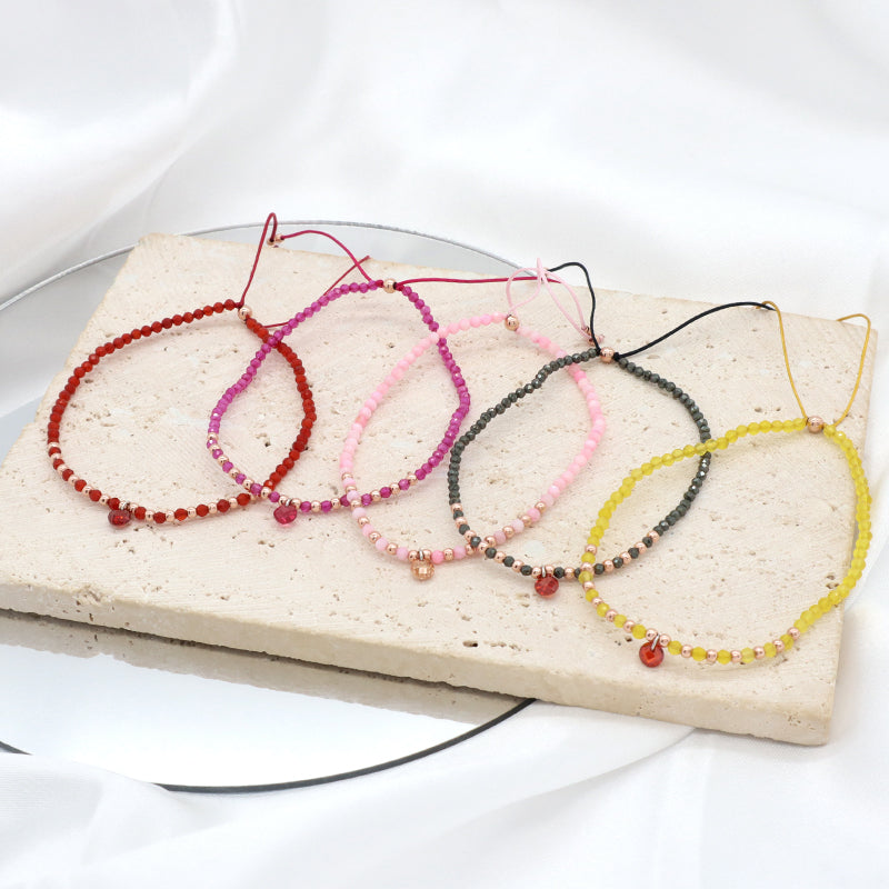 Handmade Wholesale Custom OEM Adjustable Women Macrame Energy Gold Plated 925 Sterling Silver CZ Charm Natural Stone Bracelet