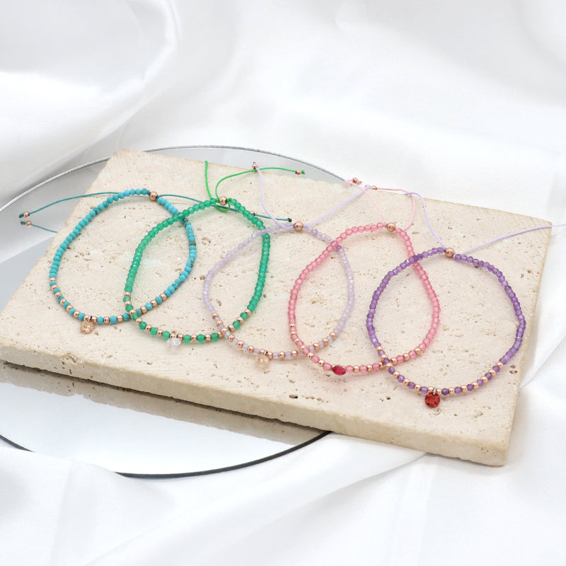 Handmade Wholesale Custom OEM Adjustable Women Macrame Energy Gold Plated 925 Sterling Silver CZ Charm Natural Stone Bracelet