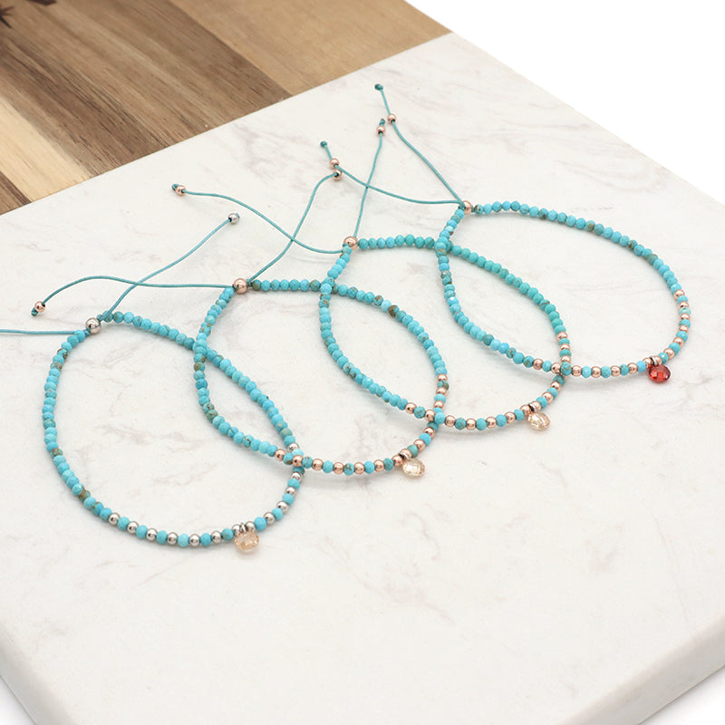Handmade Wholesale Custom OEM Adjustable Women Macrame Energy Gold Plated 925 Sterling Silver CZ Charm Natural Stone Bracelet