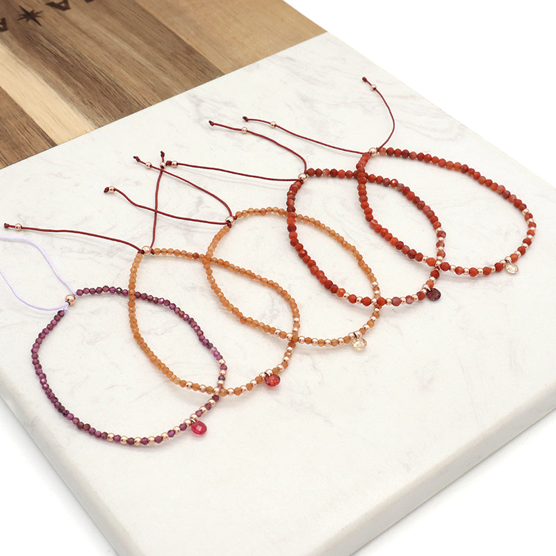 Handmade Wholesale Custom OEM Adjustable Women Macrame Energy Gold Plated 925 Sterling Silver CZ Charm Natural Stone Bracelet