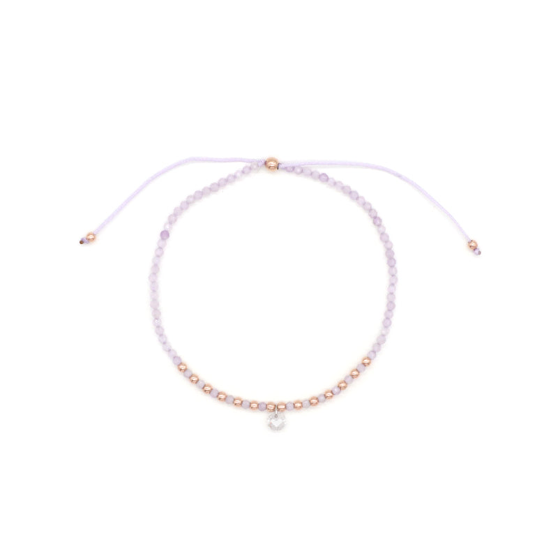 Handmade Wholesale Custom OEM Adjustable Women Macrame Energy Gold Plated 925 Sterling Silver CZ Charm Natural Stone Bracelet