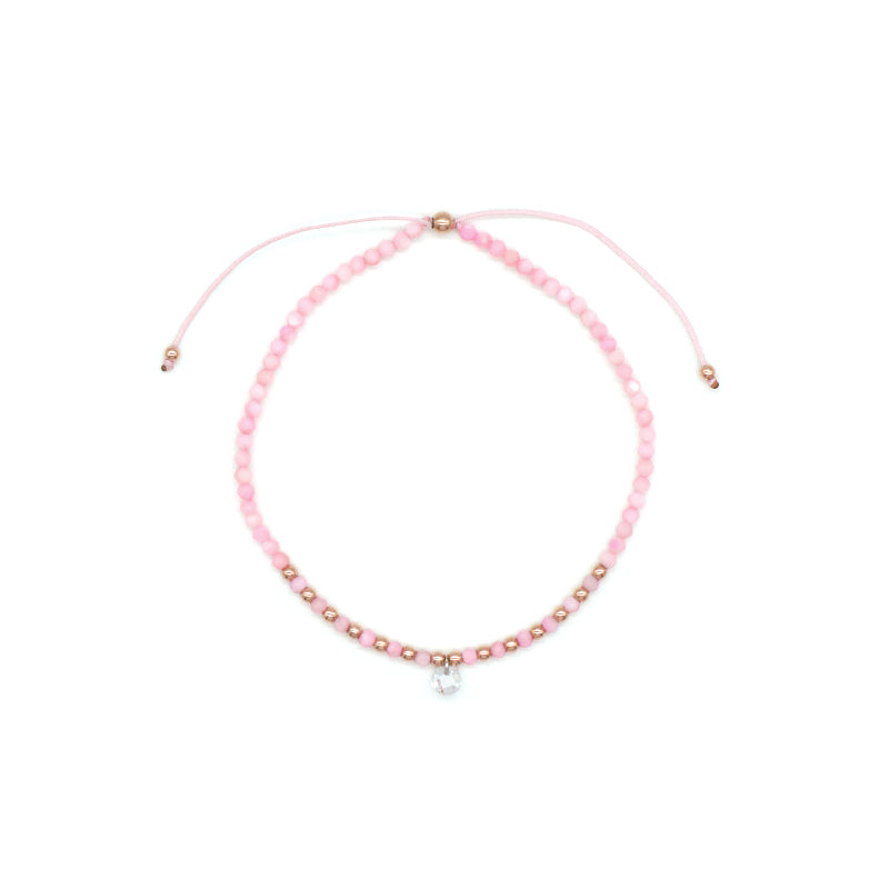 Handmade Wholesale Custom OEM Adjustable Women Macrame Energy Gold Plated 925 Sterling Silver CZ Charm Natural Stone Bracelet