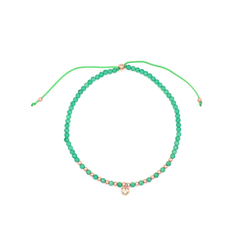 Handmade Wholesale Custom OEM Adjustable Women Macrame Energy Gold Plated 925 Sterling Silver CZ Charm Natural Stone Bracelet