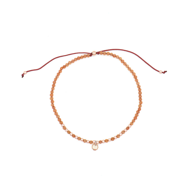 Handmade Wholesale Custom OEM Adjustable Women Macrame Energy Gold Plated 925 Sterling Silver CZ Charm Natural Stone Bracelet