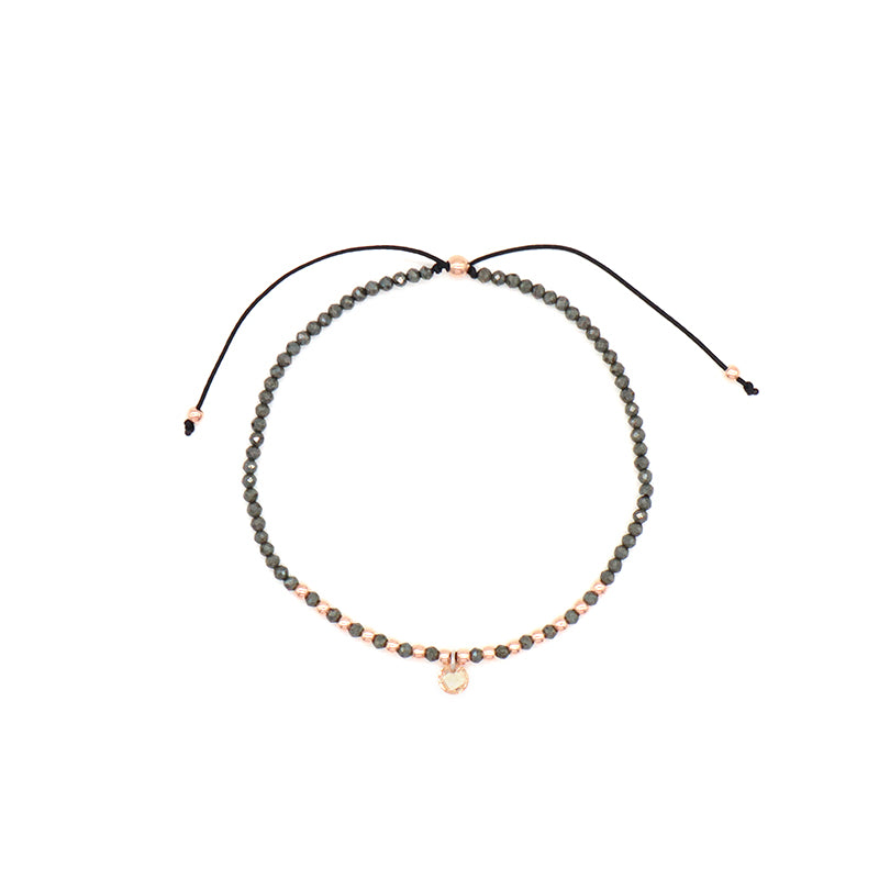 Handmade Wholesale Custom OEM Adjustable Women Macrame Energy Gold Plated 925 Sterling Silver CZ Charm Natural Stone Bracelet