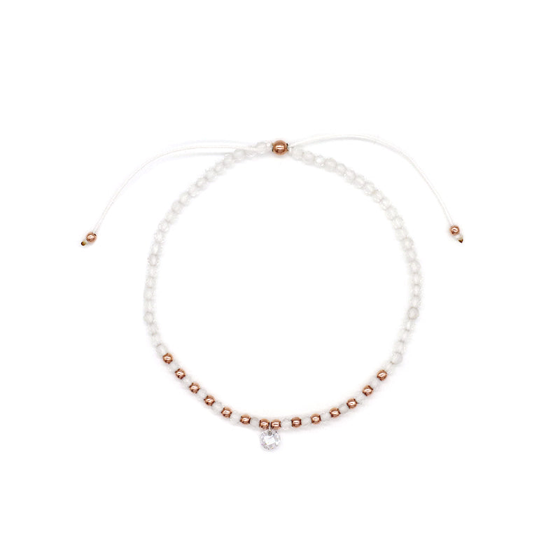 Handmade Wholesale Custom OEM Adjustable Women Macrame Energy Gold Plated 925 Sterling Silver CZ Charm Natural Stone Bracelet
