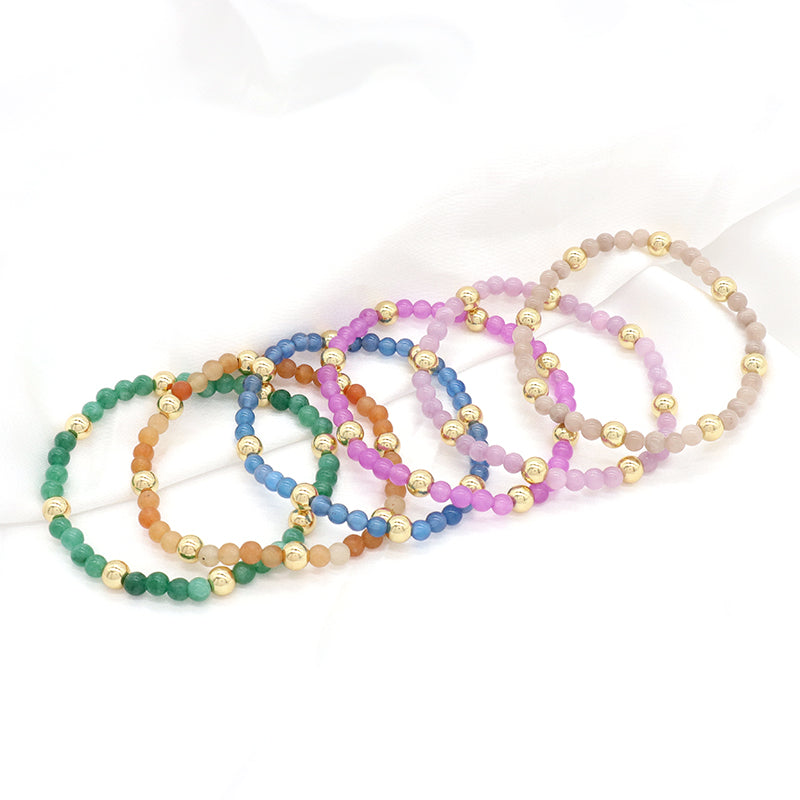 Custom Wholesale Trendy Manufacture Gemstone 4mm Natural Stone Beads Elastic Handmade Bracelet For Women Men