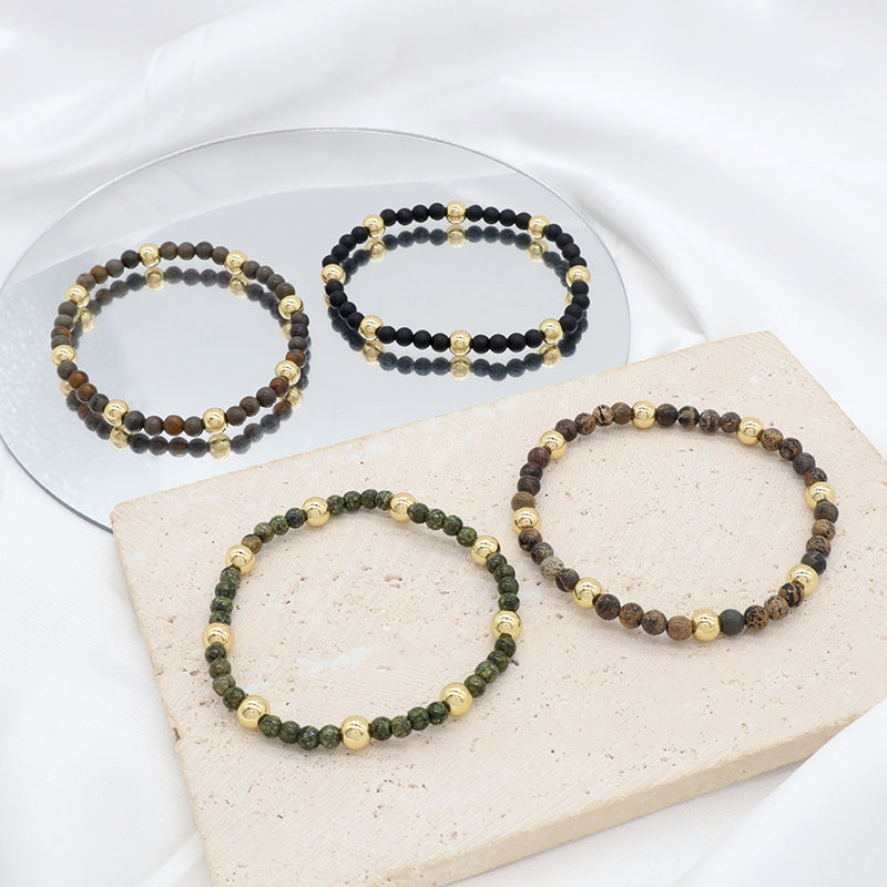 Custom Wholesale Trendy Manufacture Gemstone 4mm Natural Stone Beads Elastic Handmade Bracelet For Women Men