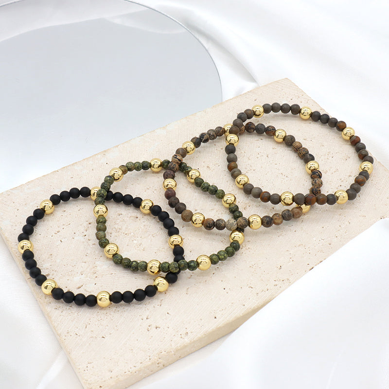 Custom Wholesale Trendy Manufacture Gemstone 4mm Natural Stone Beads Elastic Handmade Bracelet For Women Men