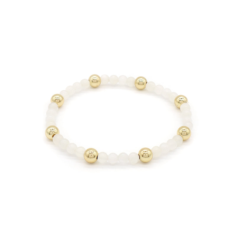 Custom Wholesale Trendy Manufacture Gemstone 4mm Natural Stone Beads Elastic Handmade Bracelet For Women Men