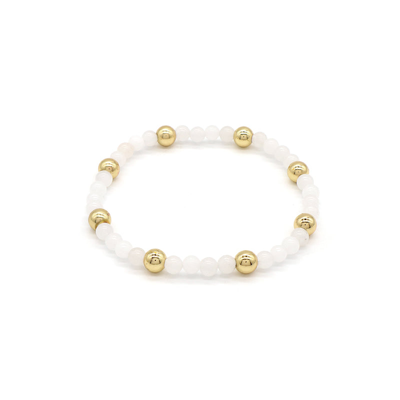 Custom Wholesale Trendy Manufacture Gemstone 4mm Natural Stone Beads Elastic Handmade Bracelet For Women Men