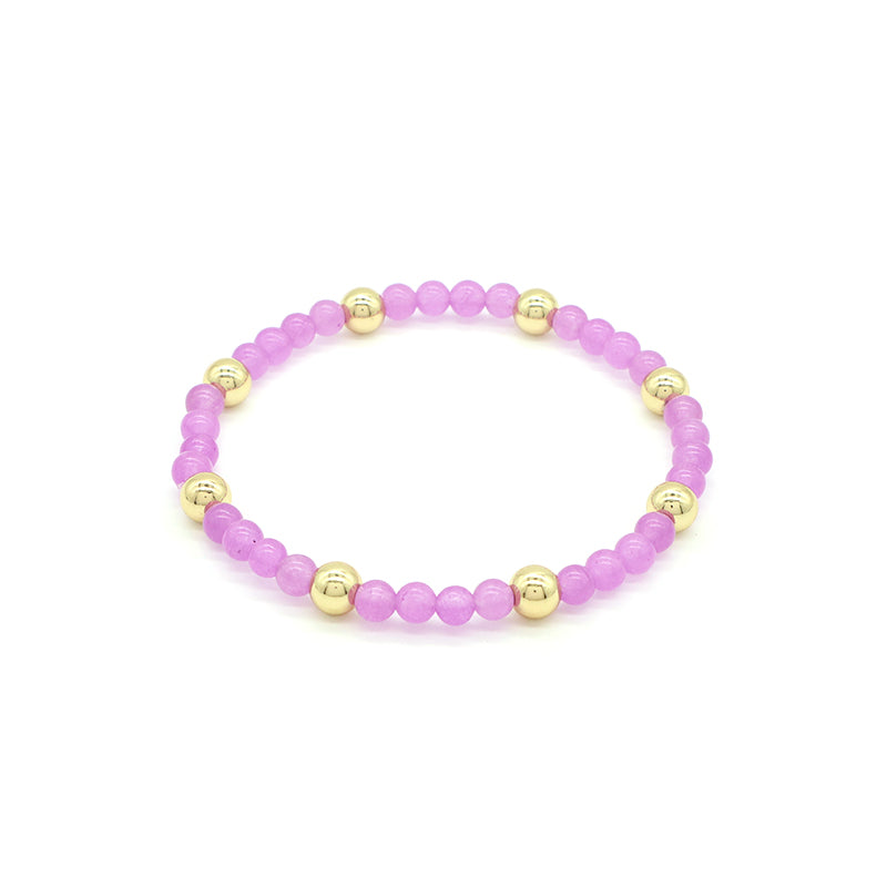 Custom Wholesale Trendy Manufacture Gemstone 4mm Natural Stone Beads Elastic Handmade Bracelet For Women Men
