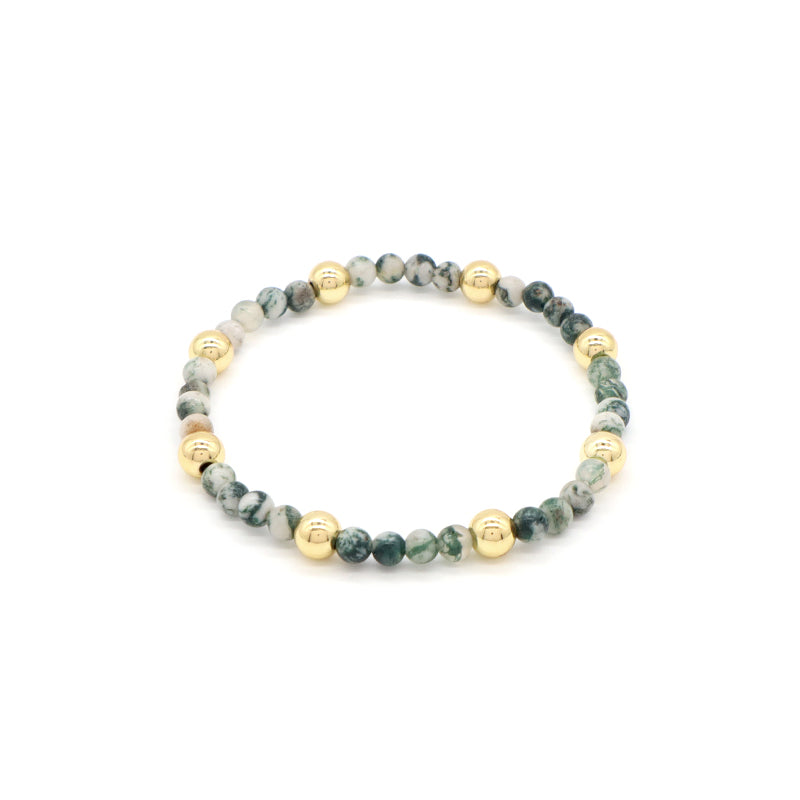 Custom Wholesale Trendy Manufacture Gemstone 4mm Natural Stone Beads Elastic Handmade Bracelet For Women Men