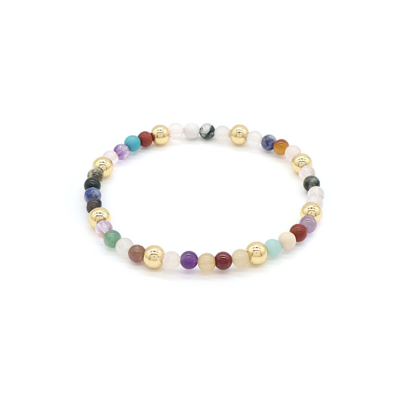 Custom Wholesale Trendy Manufacture Gemstone 4mm Natural Stone Beads Elastic Handmade Bracelet For Women Men