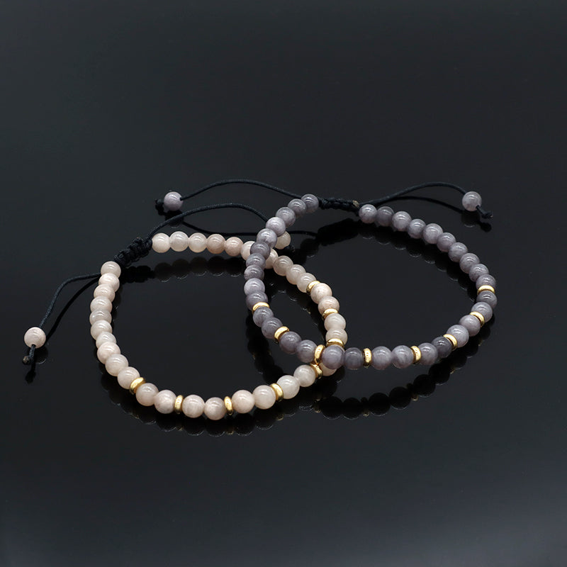 Wholesale Custom OEM Adjustable Handmade Gemstone 4mm Natural Stone Beads Elastic Bracelet For Women Men