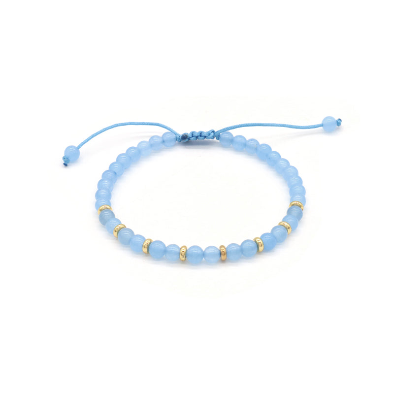 Wholesale Custom OEM Adjustable Handmade Gemstone 4mm Natural Stone Beads Elastic Bracelet For Women Men