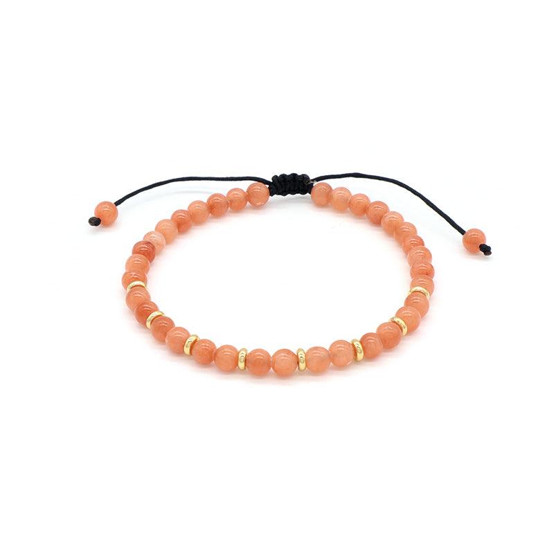 Wholesale Custom OEM Adjustable Handmade Gemstone 4mm Natural Stone Beads Elastic Bracelet For Women Men