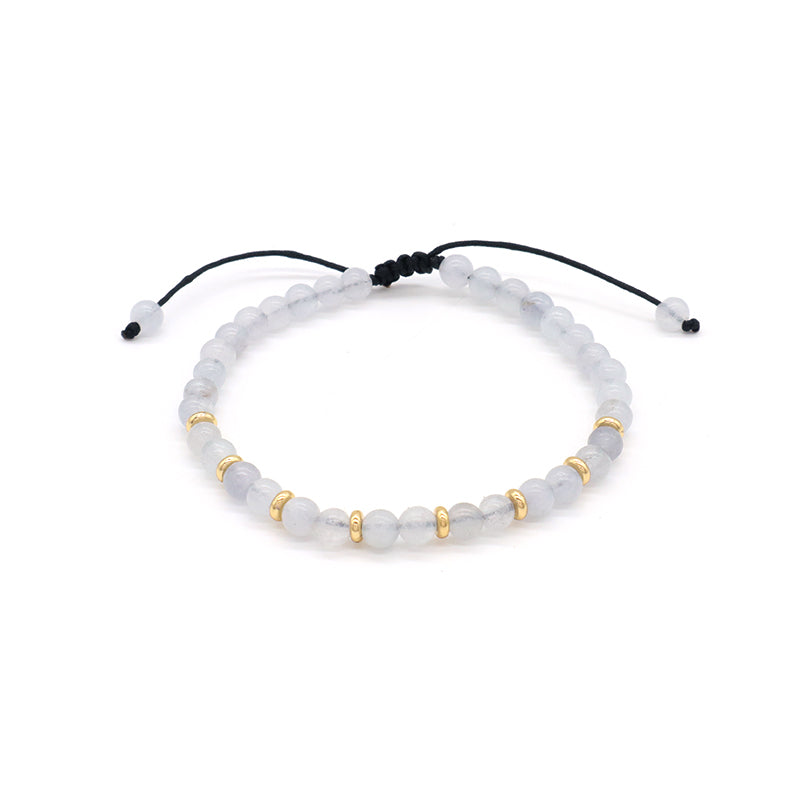 Wholesale Custom OEM Adjustable Handmade Gemstone 4mm Natural Stone Beads Elastic Bracelet For Women Men