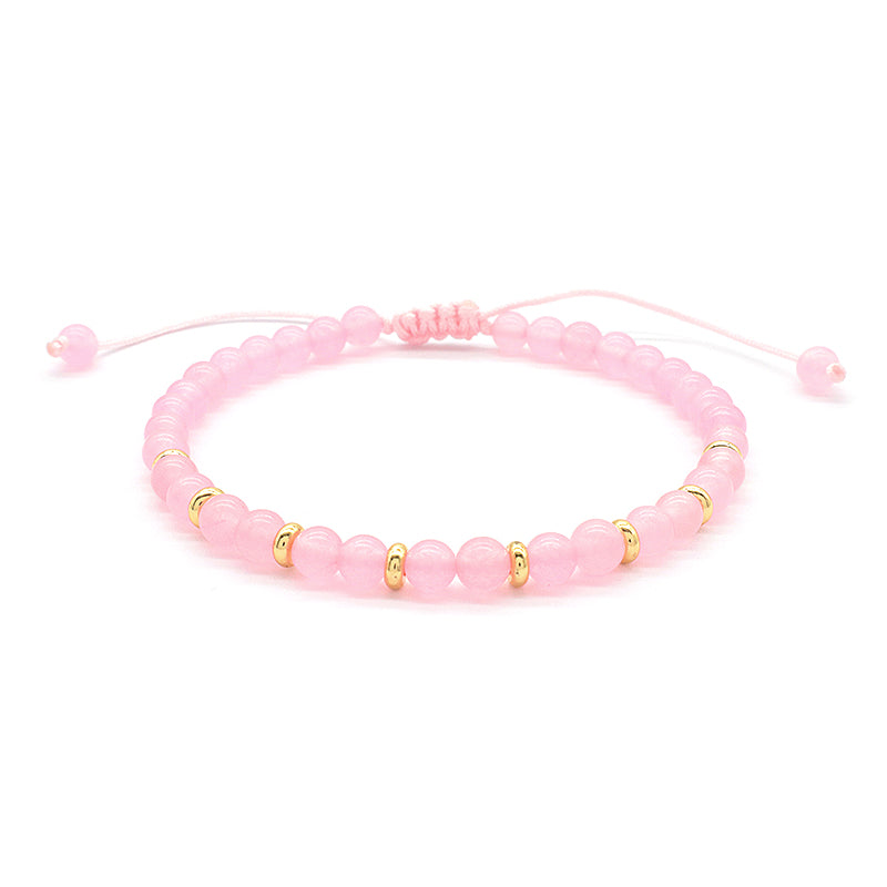 Wholesale Custom OEM Adjustable Handmade Gemstone 4mm Natural Stone Beads Elastic Bracelet For Women Men