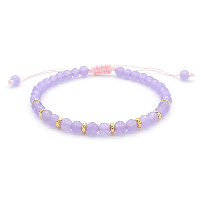 Wholesale Custom OEM Adjustable Handmade Gemstone 4mm Natural Stone Beads Elastic Bracelet For Women Men