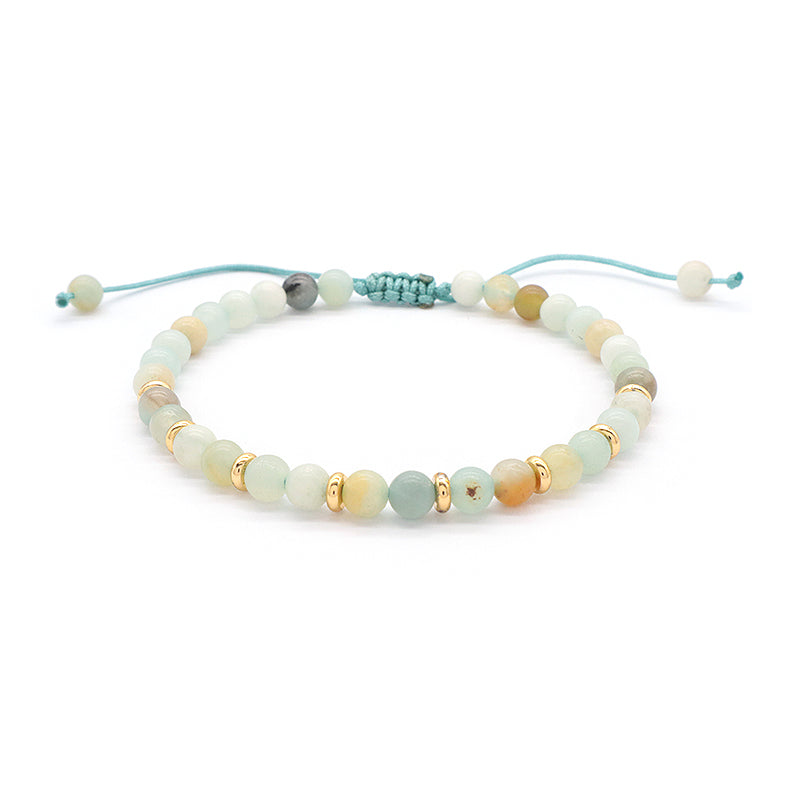 Wholesale Custom OEM Adjustable Handmade Gemstone 4mm Natural Stone Beads Elastic Bracelet For Women Men