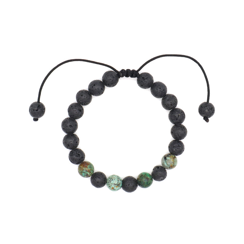 Custom Classic Trendy Jewelry Handmade Men Natural Stone 9mm Natural Stone Lava Beads Friendship Macrame Bracelet