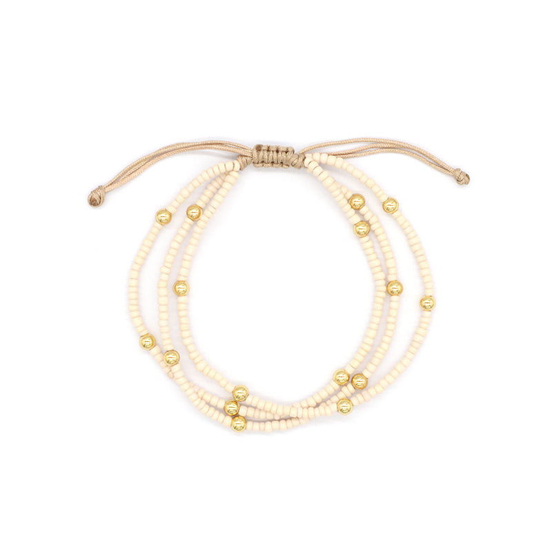 Custom OEM Wholesale Adjustable Fashion Trendy Jewelry Beads Three Layer Handmade 3mm Seed Beaded Macrame Bracelet