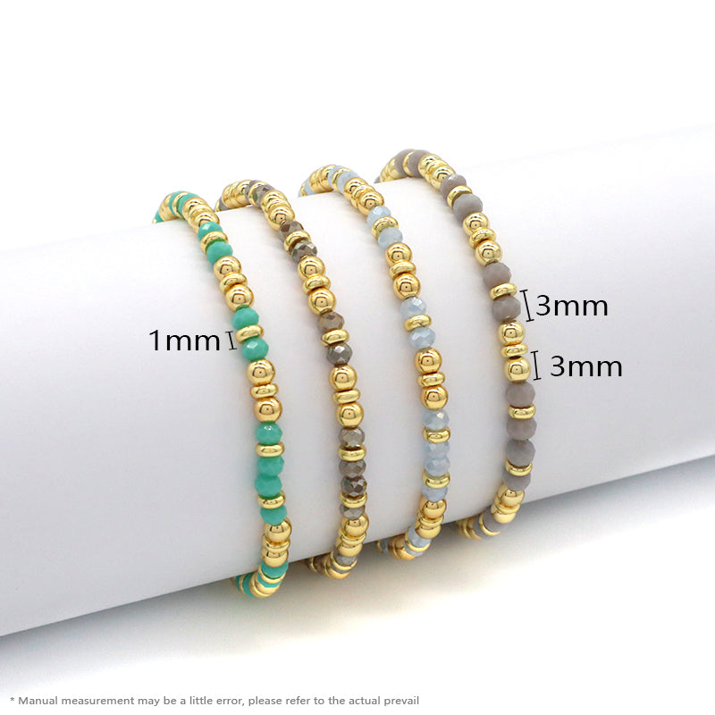 Wholesale OEM Factory Fashion Custom Handmade  Glass Crystal Beads Bracelet With Brass Beads