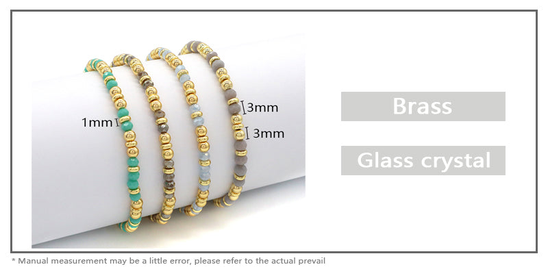 Wholesale OEM Factory Fashion Custom Handmade  Glass Crystal Beads Bracelet With Brass Beads