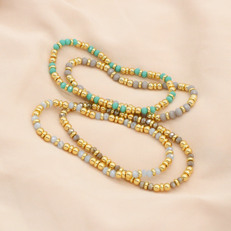 Wholesale OEM Factory Fashion Custom Handmade  Glass Crystal Beads Bracelet With Brass Beads