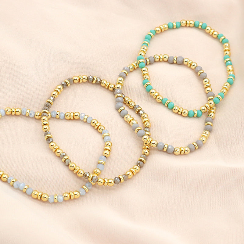 Wholesale OEM Factory Fashion Custom Handmade  Glass Crystal Beads Bracelet With Brass Beads
