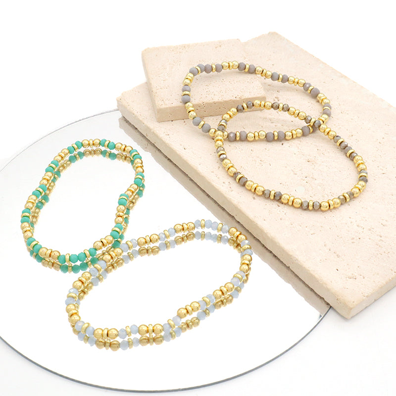 Wholesale OEM Factory Fashion Custom Handmade  Glass Crystal Beads Bracelet With Brass Beads