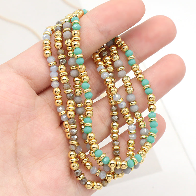 Wholesale OEM Factory Fashion Custom Handmade  Glass Crystal Beads Bracelet With Brass Beads