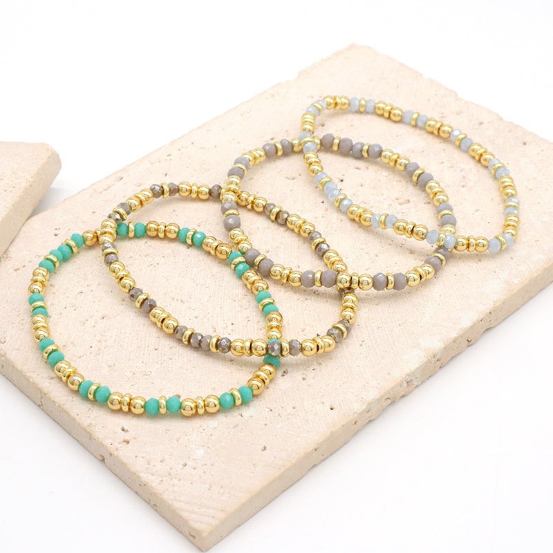 Wholesale OEM Factory Fashion Custom Handmade  Glass Crystal Beads Bracelet With Brass Beads