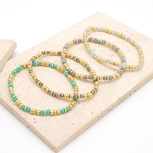 Wholesale OEM Factory Fashion Custom Handmade  Glass Crystal Beads Bracelet With Brass Beads