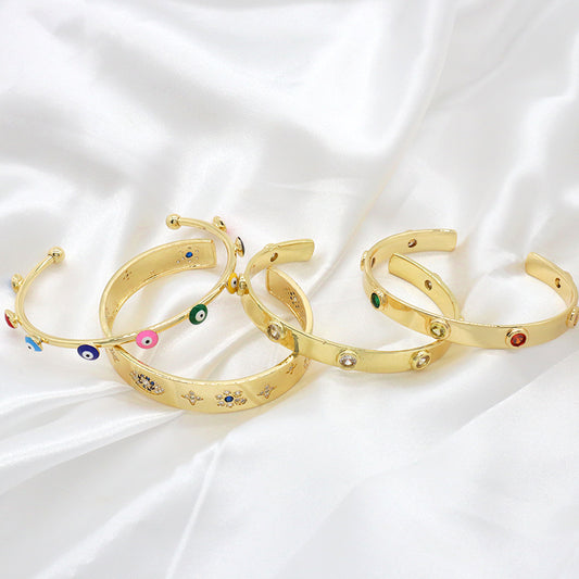Simple Design Newest Custom Wholesale Fashion Women Gift China Factory Manufacture Gold Plated Brass Bangle Bracelet