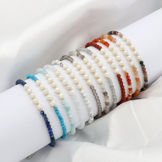 Wholesale Custom Factory Fashion Jewelry Adjustable Handmade Natural Stone Beads Bracelet Fresh Water Pearl Bracelet